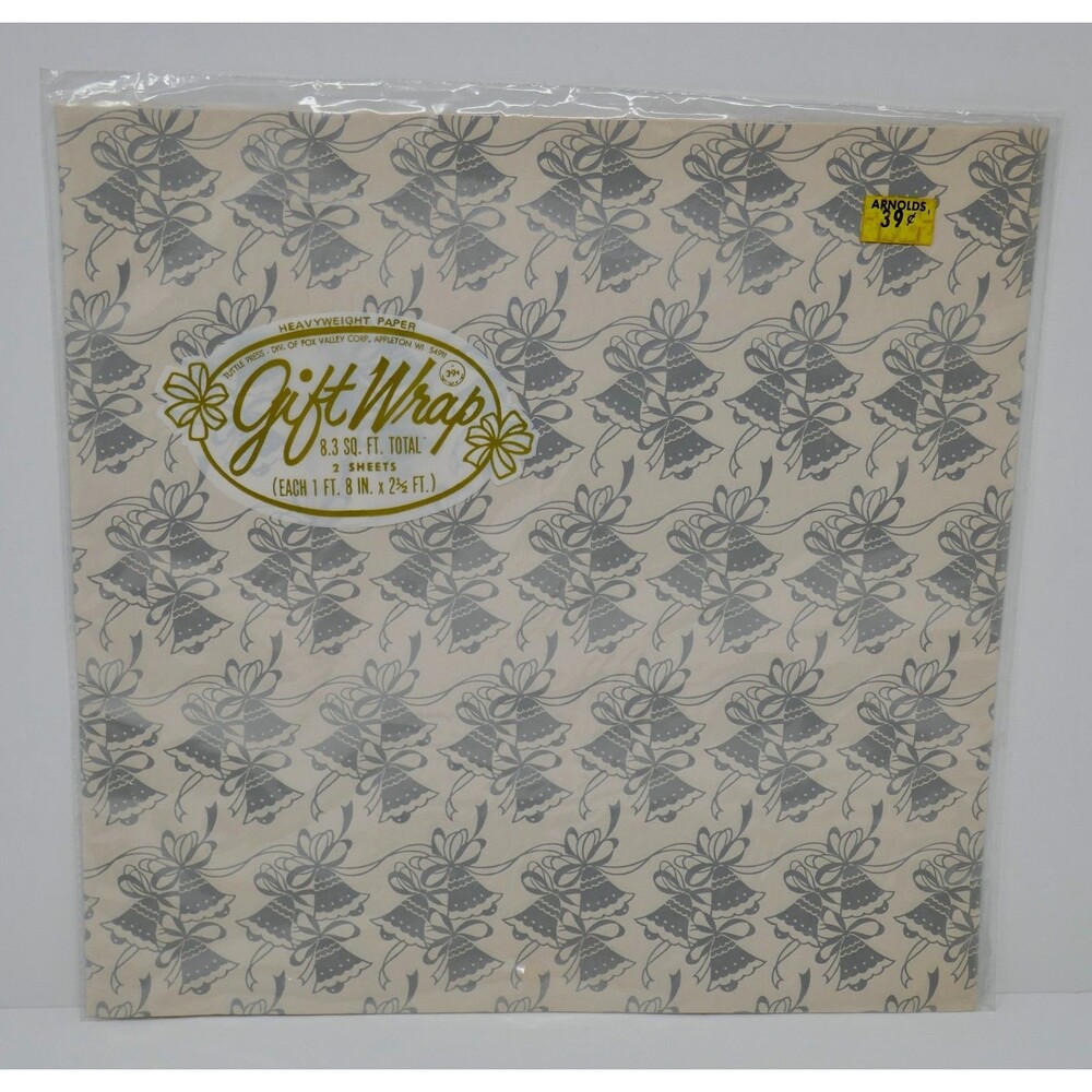 Tuttle Press Silver Bells Gift Wrap Christmas Wedding Flat Wrapping Paper